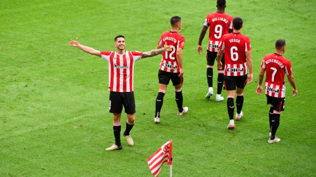 Oihan Sancet celebra un gol en San Mamés / Athletic Club
