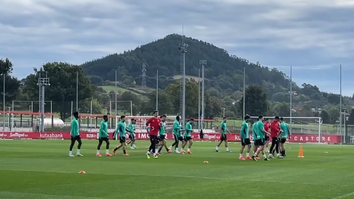 Imagen del entrenamiento de esta mañana en Lezama 