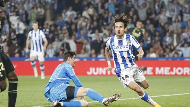 Take Kubo ya sabe lo que es marcarle al Real Madrid. REAL SOCIEDAD