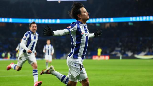 Take Kubo celebra un gol. REAL SOCIEDAD