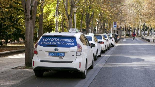 Taxistas aparcados junto a la Catedral Nueva. Pilar Barco