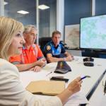 La consejera López en la reunión con los responsables de Tráfico Navarra y de Seguridad Vial de la Policía Foral y Policía Municipal de Pamplona. Cedida