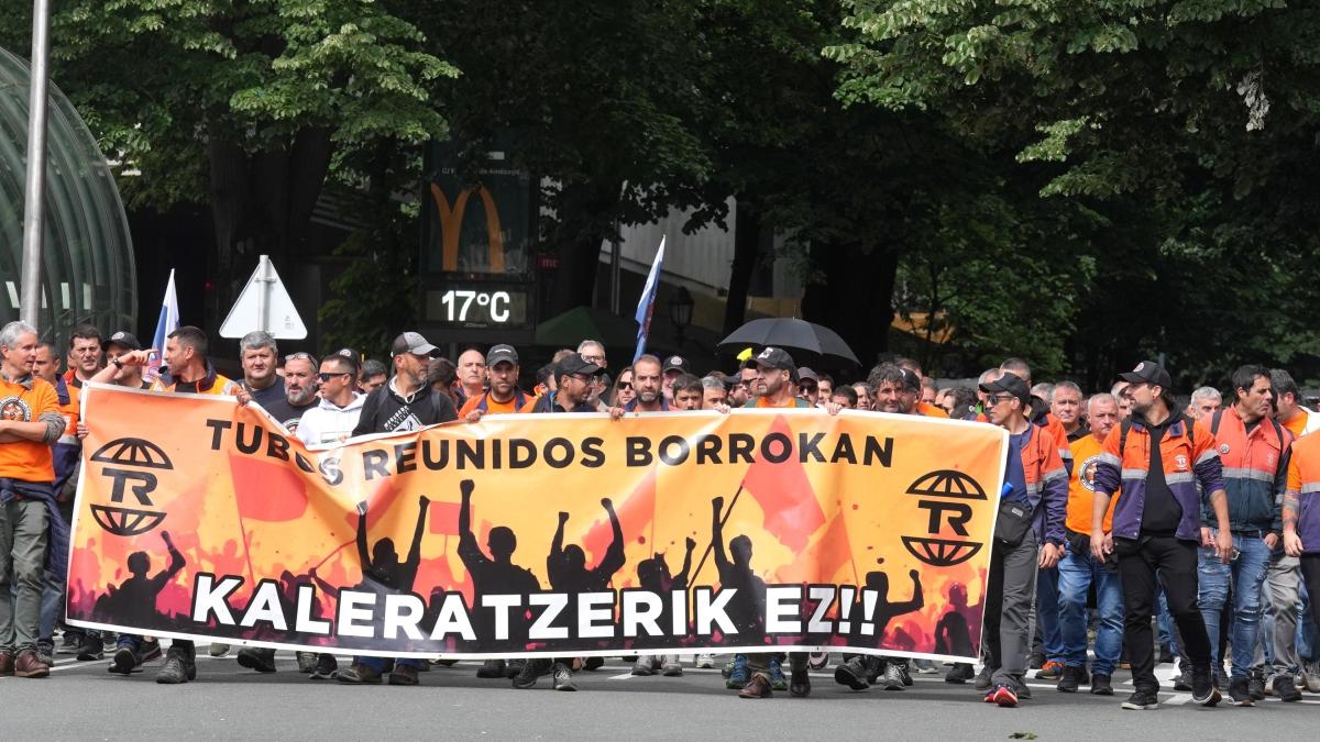 Manifestación en Bilbao de trabajadores de Tubos Reunidos Amurrio. EP