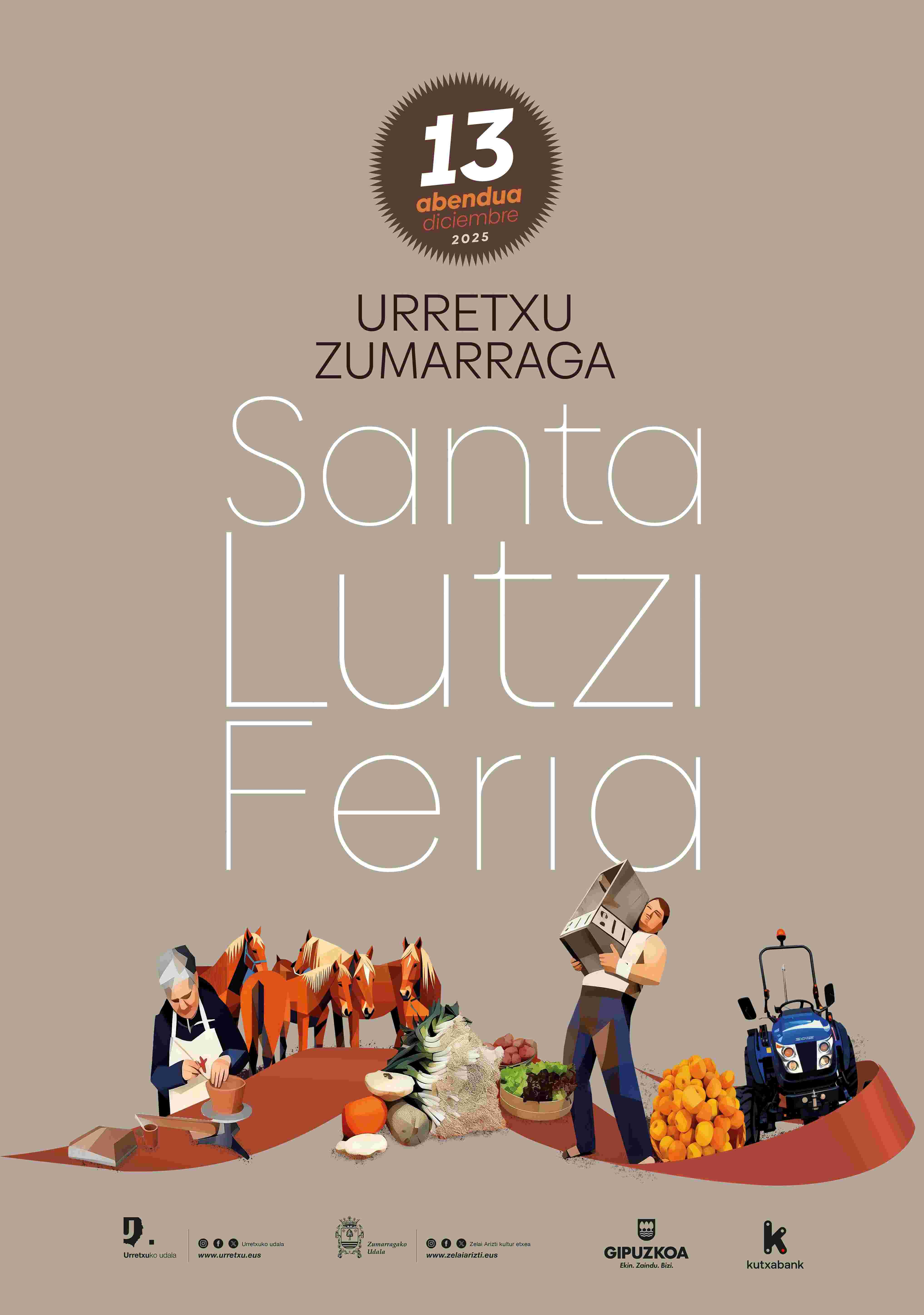Cartel de la Feria de Santa Lutzi 2025 en Urretxu y Zumarraga