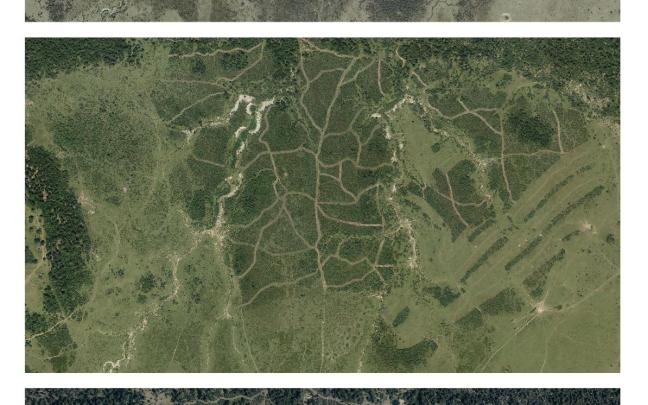 Evolución del territorio en la zona Urbasa en 2019, 2021 y 2023, un ejemplo de las imágenes que se pueden consultas gracias a las ortofotos del Gobierno de Navarra. Foto: Gobierno de Navarra