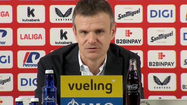 Jon Uriarte, esta tarde en la sala de prensa de San Mamés