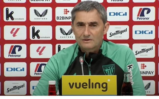 Ernesto Valverde esta tarde en la sala de prensa de Lezama Ernesto Valverde esta tarde en la sala de prensa de Lezama