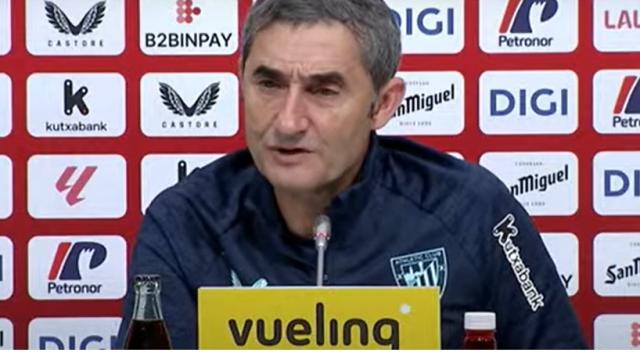 Ernesto Valverde, en la sala de prensa de Lezama