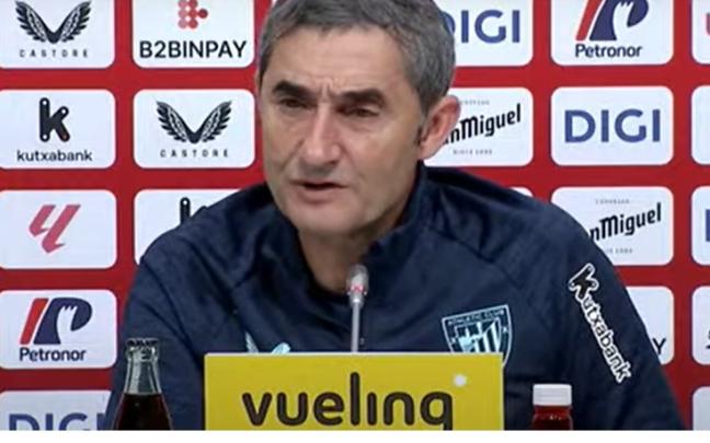 Ernesto Valverde, en la sala de prensa de Lezama