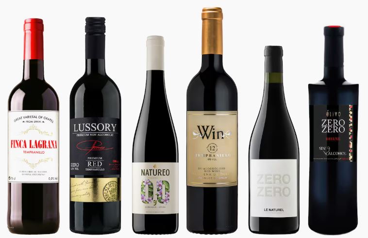 Botellas de vinos sin alcohol