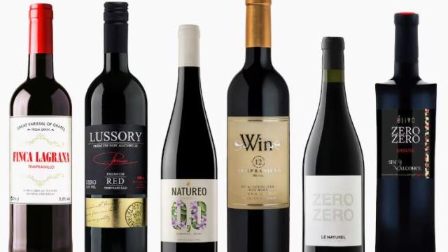 Botellas de vinos sin alcohol