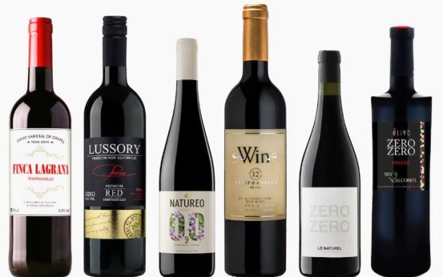 Botellas de vinos sin alcohol