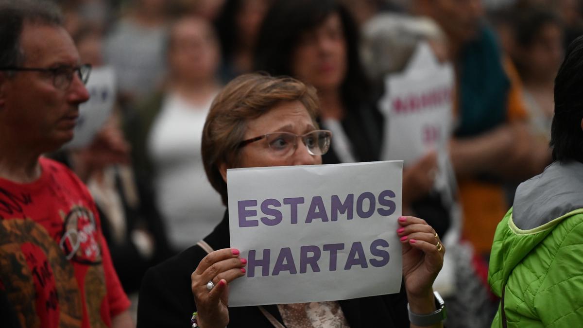 Una mujer durante una manifestación contra la violencia machista EP