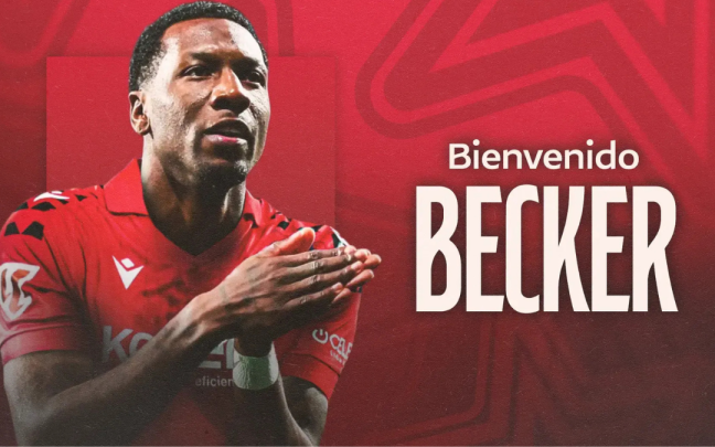 Imagen del anuncio del fichaje de Sheraldo Becker por Osasuna. Foto: CA Osasuna