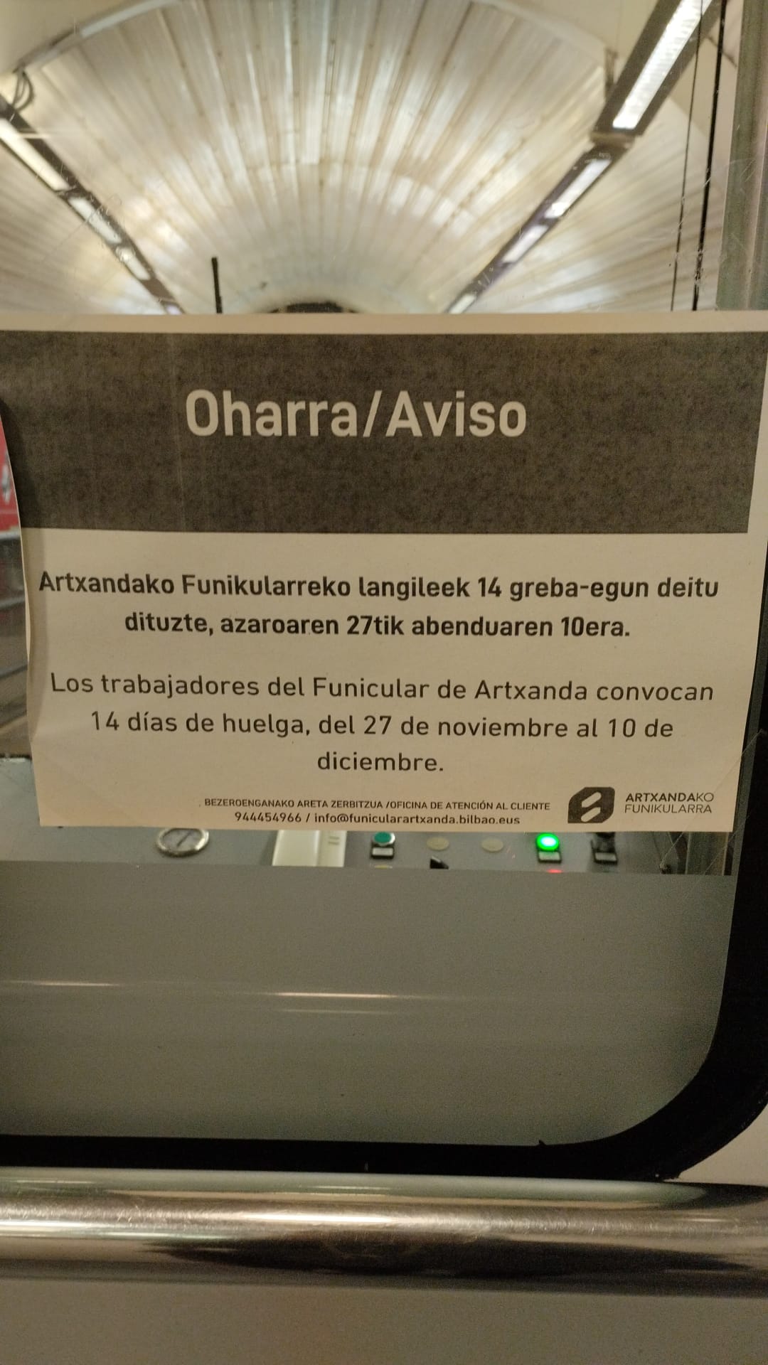 Cartel de la huelga de trabajadores del Funicular de Artxanda Cartel de la huelga de trabajadores del Funicular de Artxanda