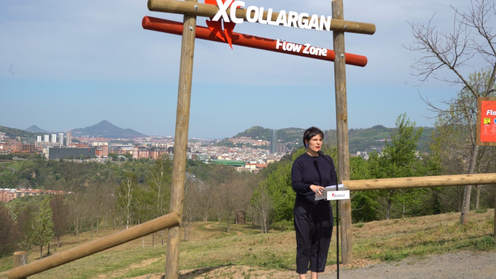 Arantza Atutxa durante la presentación del Bike Park de Arrigorriaga.