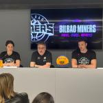 Rafa Pueyo, Itziar Ariztimuño y Unai Mendikote durante la presentación del Bilbao Miners. Foto: Onda Vasca