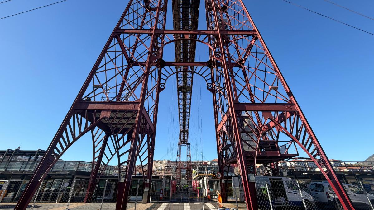 Comienzan las obras para la sustitución del cableado del Puente de Bizkaia. ONDA VASCA