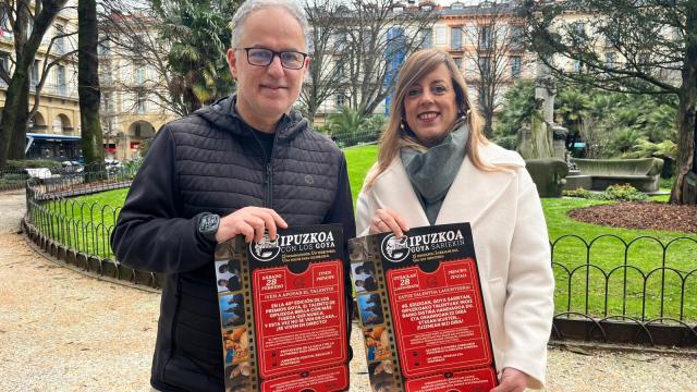 Goizane Álvarez e Iñaki Elorza en la presentación de 'Gipuzkoa con los Goya'
