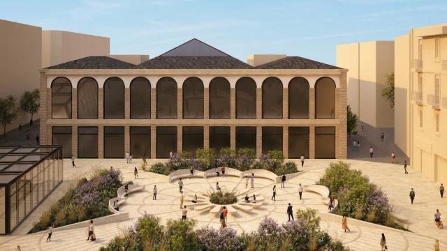 Diseño del arquitecto Javier Zubiria, propuesto por el Ayuntamiento de Donostia, para la nueva plaza de la Bretxa