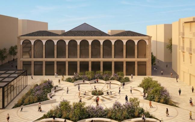 Diseño del arquitecto Javier Zubiria, propuesto por el Ayuntamiento de Donostia, para la nueva plaza de la Bretxa