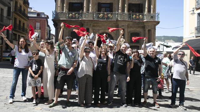 Integrantes de la Plataforma Yala Nafarroa con Palestina. AYUNTAMIENTO DE PAMPLONA Integrantes de la Plataforma Yala Nafarroa con Palestina. AYUNTAMIENTO DE PAMPLONA