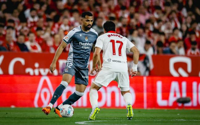 Yangel Herrera disputó los últimos minutos en Sevilla. REAL SOCIEDAD