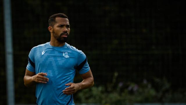 Yangel Herrera, en un entrenamiento. REAL SOCIEDAD