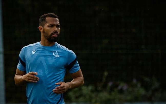 Yangel Herrera, en un entrenamiento. REAL SOCIEDAD
