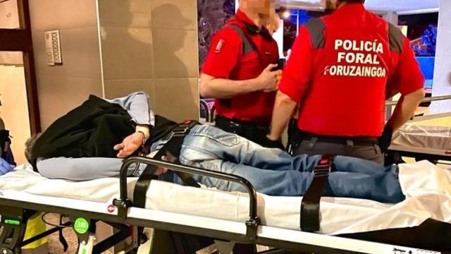 Traslado del detenido en el tiroteo en Zizur. Javier Bergasa