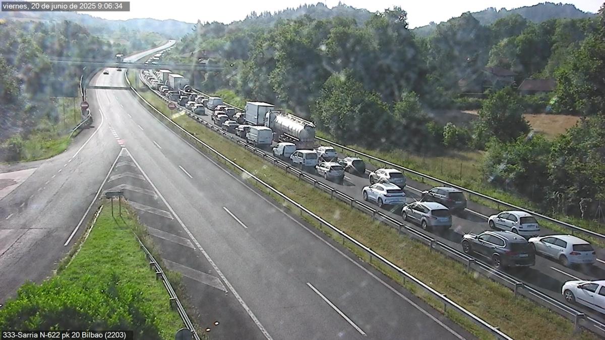 Retenciones generadas por el accidente de la N-622 | Fuente: Trafikoa
