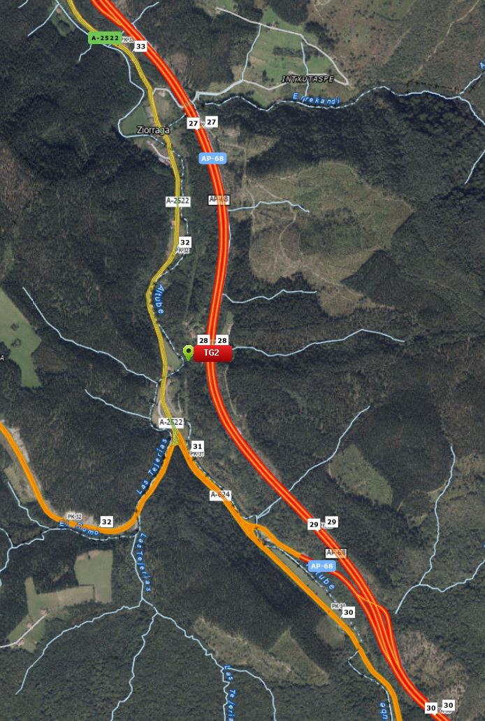 Zona del accidente | Fuente: Cuenta de X de la Dirección de Tráfico de la Ertzaintza (@trafikoaEJGV)