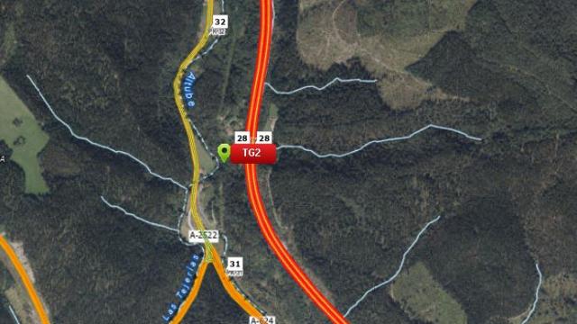 Zona del accidente | Fuente: Cuenta de X de la Dirección de Tráfico de la Ertzaintza (@trafikoaEJGV)