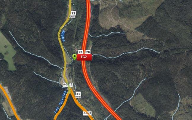 Zona del accidente | Fuente: Cuenta de X de la Dirección de Tráfico de la Ertzaintza (@trafikoaEJGV)